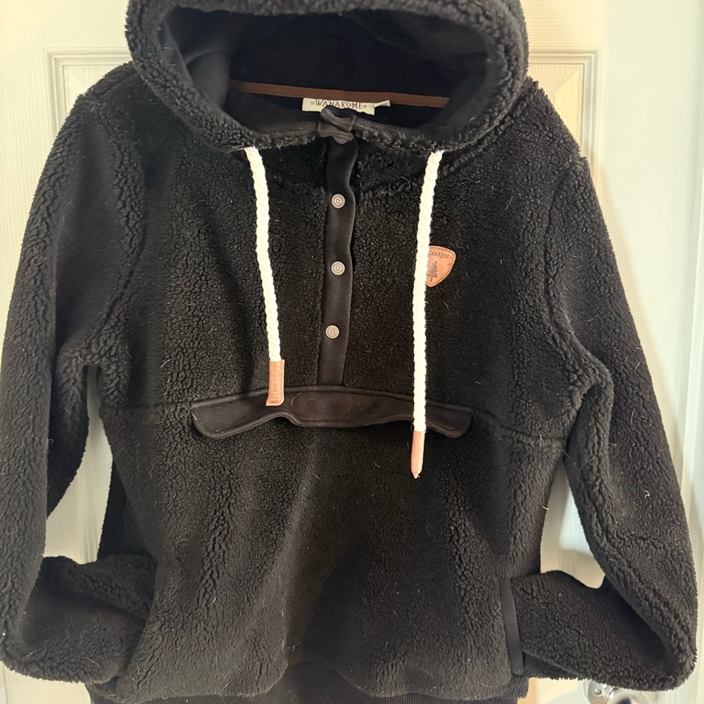 Wanakome Black Hoodie with Brown Accents
